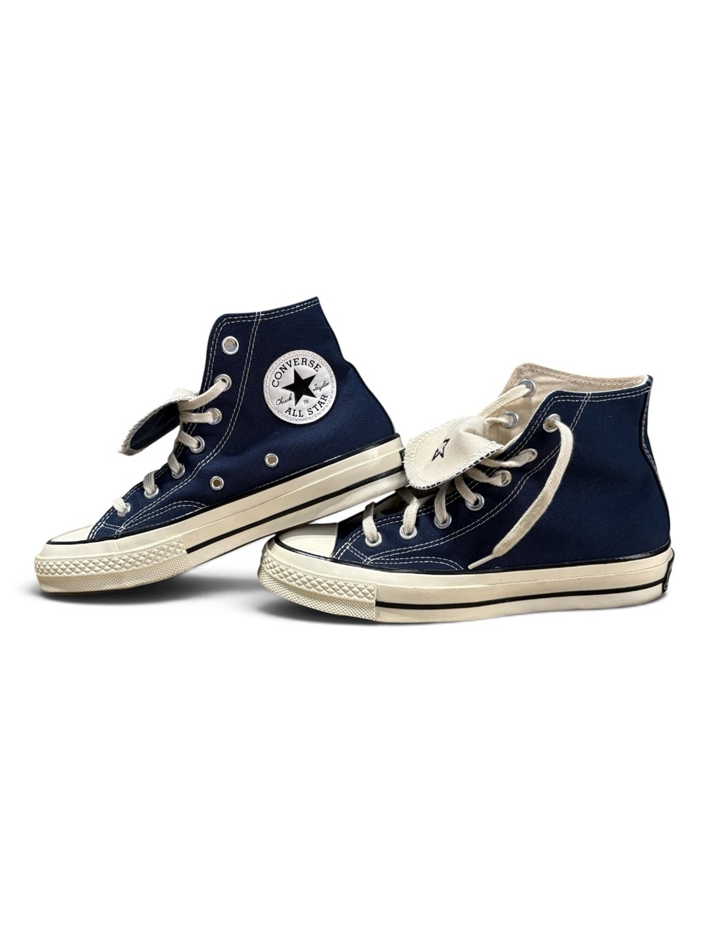 Converse Navy and Cream High-Top Sneakers